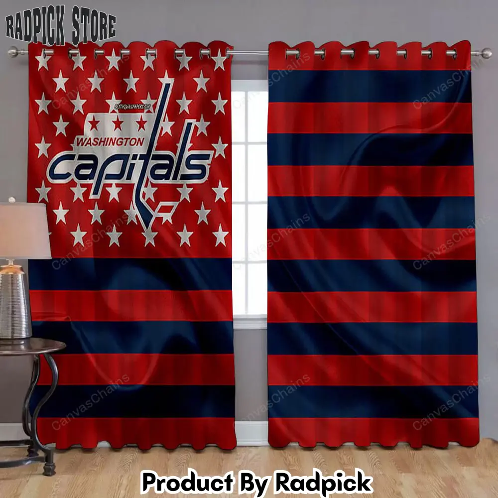 Radpick washington capitals window curtains american hockey club american flag red blue flag curtains living room curtains for window rp852132